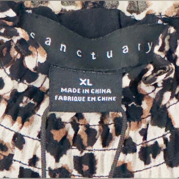 Sanctuary Tie Waist Leopard Ruch High Neck Long Semisheer Sleeves Mini D… - Picture 9 of 11